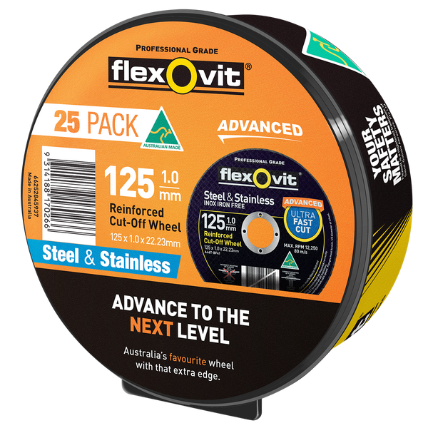 Flexovit Advanced 125 x 1.0 x 22.23mm Metal Cut Off Wheel - 25 Pack