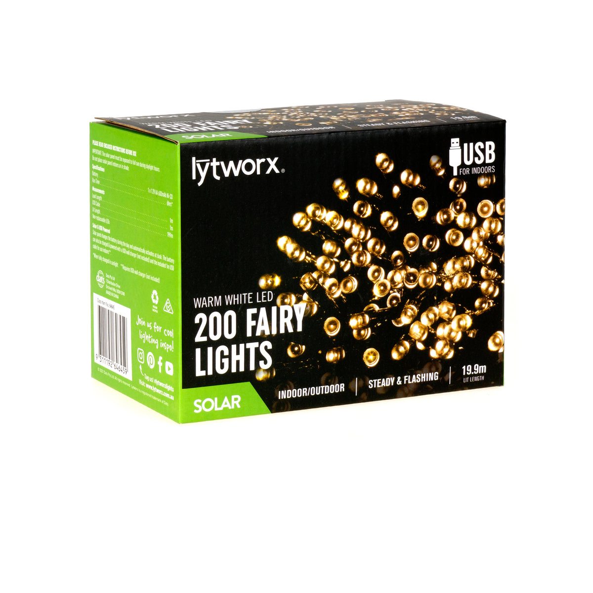 Lytworx Warm White Solar / USB Fairy Lights - 200 Pack - Image 1 of 2