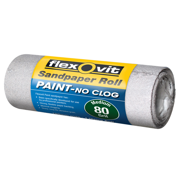 Flexovit 115mm x 1m 80 Grit No Clog Sandpaper Roll