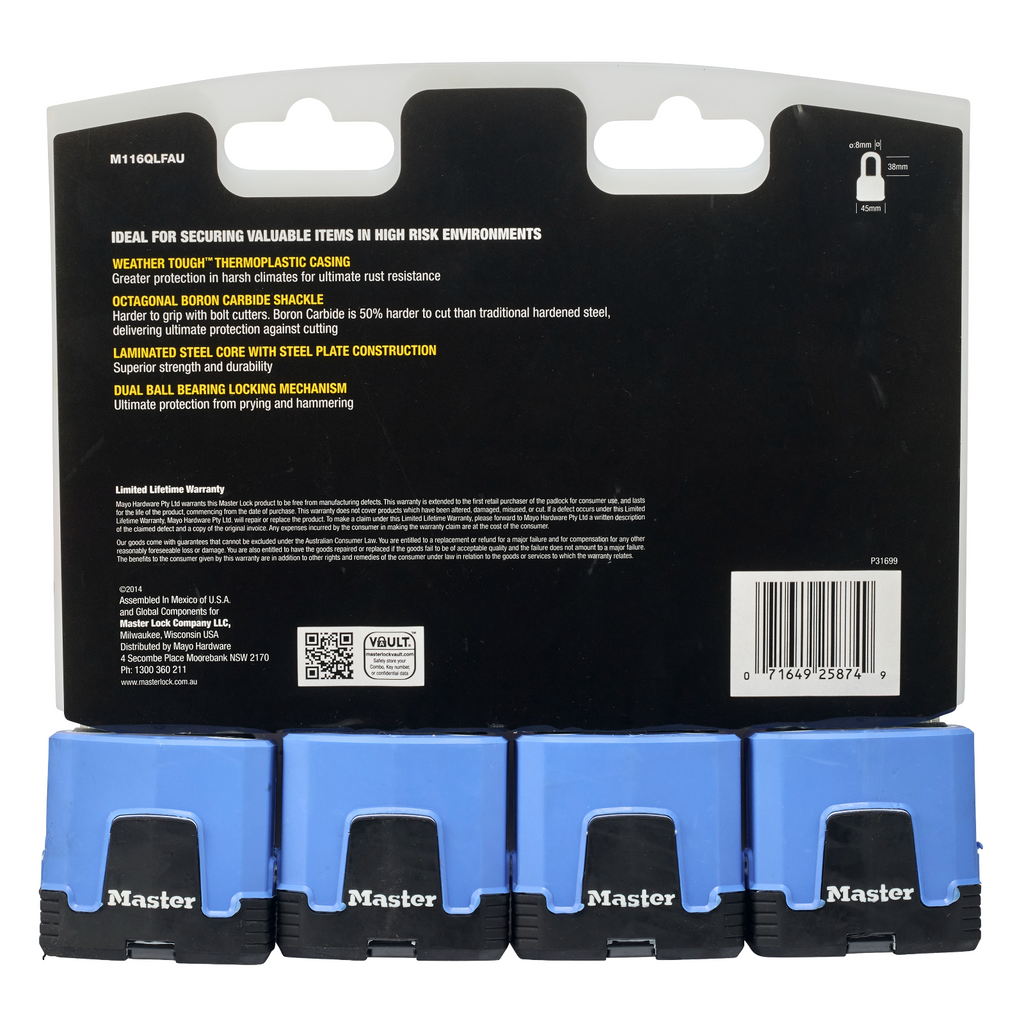 Master Lock 45mm Excell Covered Padlock - 4 Pack - Image 18 of 18