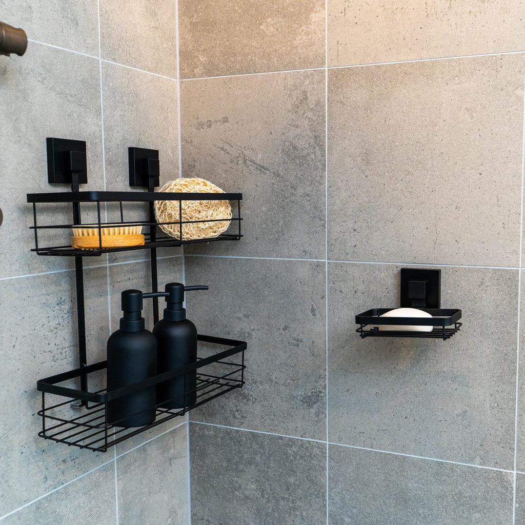 Fusion-Loc 26kg Black Matte Suction Double Shower Caddy - Image 6 of 7