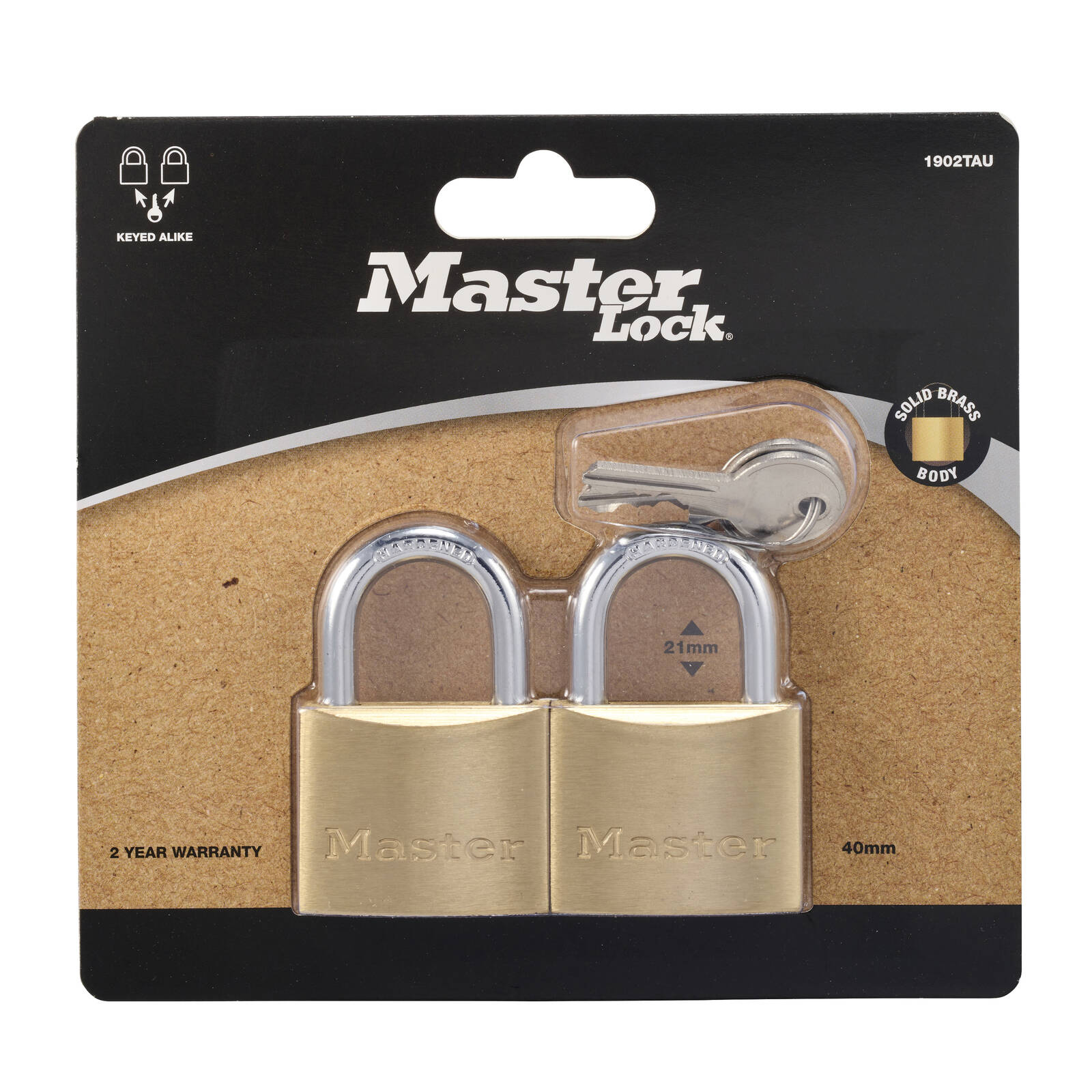 Master Lock 40mm Brass Keyed Padlock - 2 Pack - Image 8 of 18