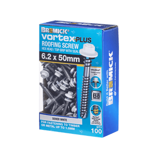 Bremick Vortex Plus Roofing Screw 6.2 x 50mm HEX B8 DW BOX 100