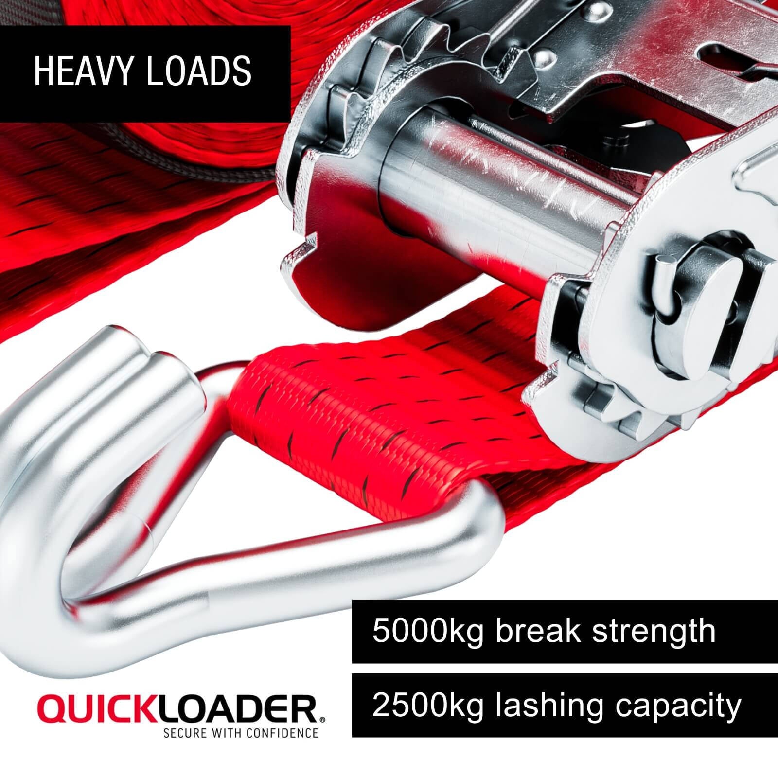 Quickloader Ratchet Strap Tie Down 10m 2500kg Lashing Capacity - Image 2 of 12