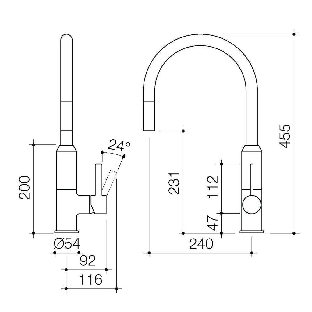 Dorf  Black/Chrome Lead Free Vixen Retractable Sink Mixer - Image 2 of 2