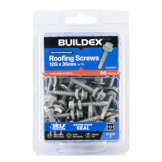 Buildex 12G x 35mm Class 3 Roofing TEKS® Screws with Seal - 50 Pack