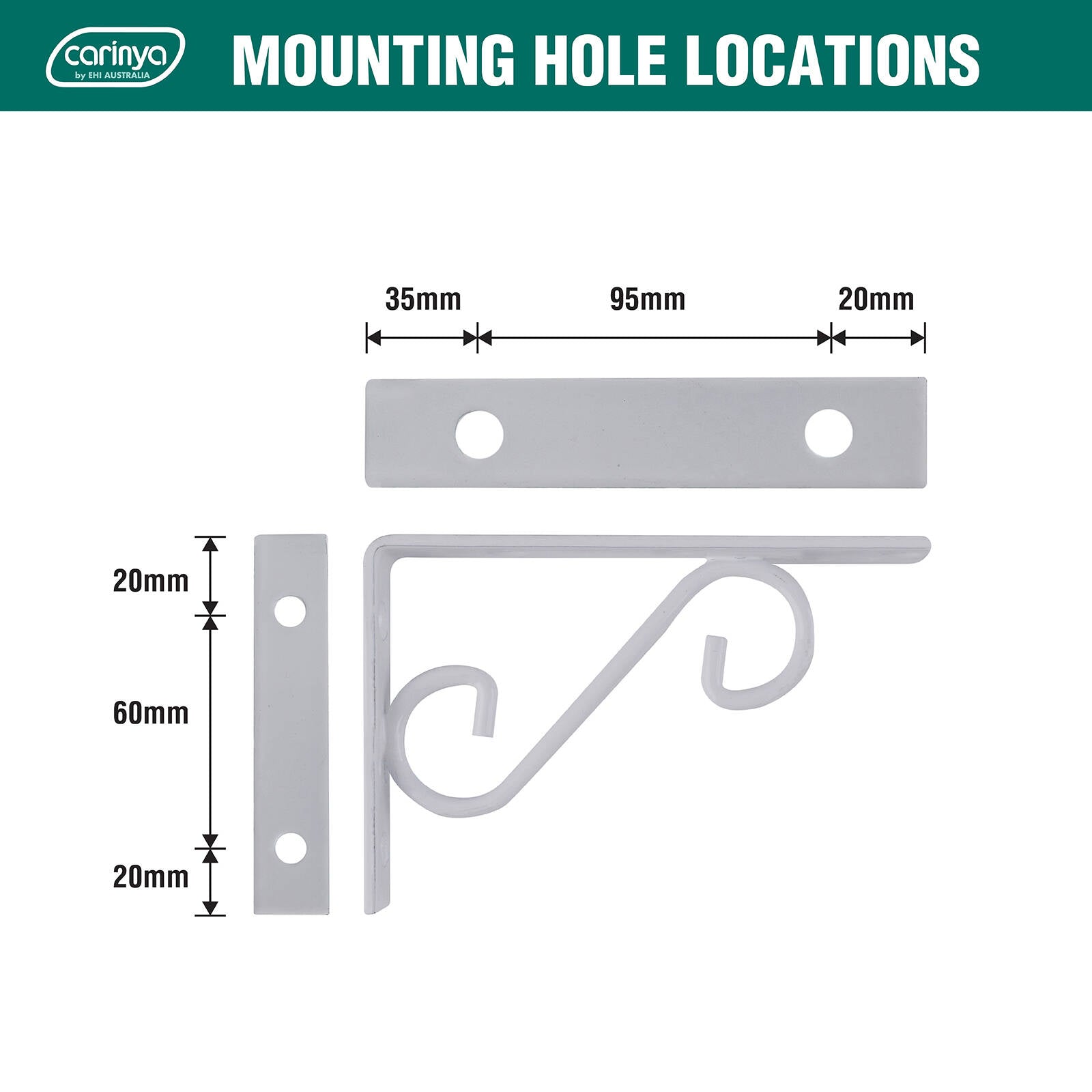 Carinya 150 x 100mm Black Scroll Stayed Bracket - Image 5 of 19