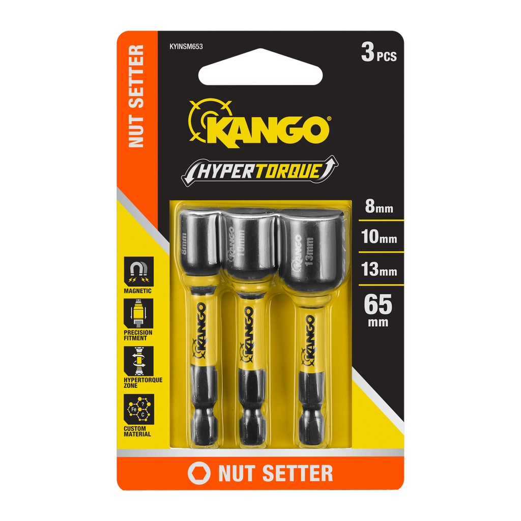 Kango 65mm Hypertorque Metric Magnetic Nut Setters - 3 Pack - Image 1 of 3