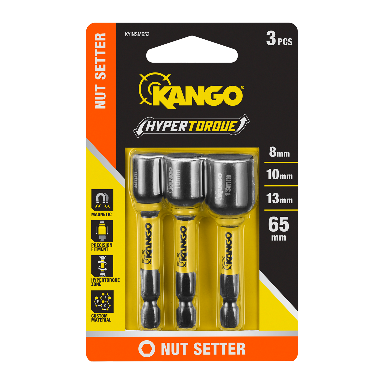 Kango 65mm Hypertorque Metric Magnetic Nut Setters - 3 Pack - Image 1 of 3