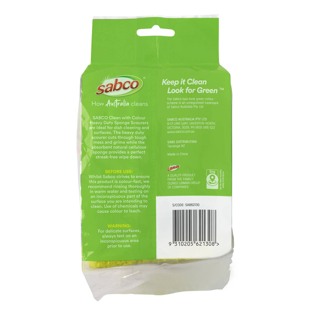 SABCO Clean with Colour H/D Sponge Scourer 6pk - Image 2 of 4
