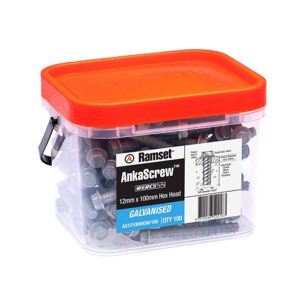 Ramset 12 x 100mm Galvanised Ankascrew - 100 Pack