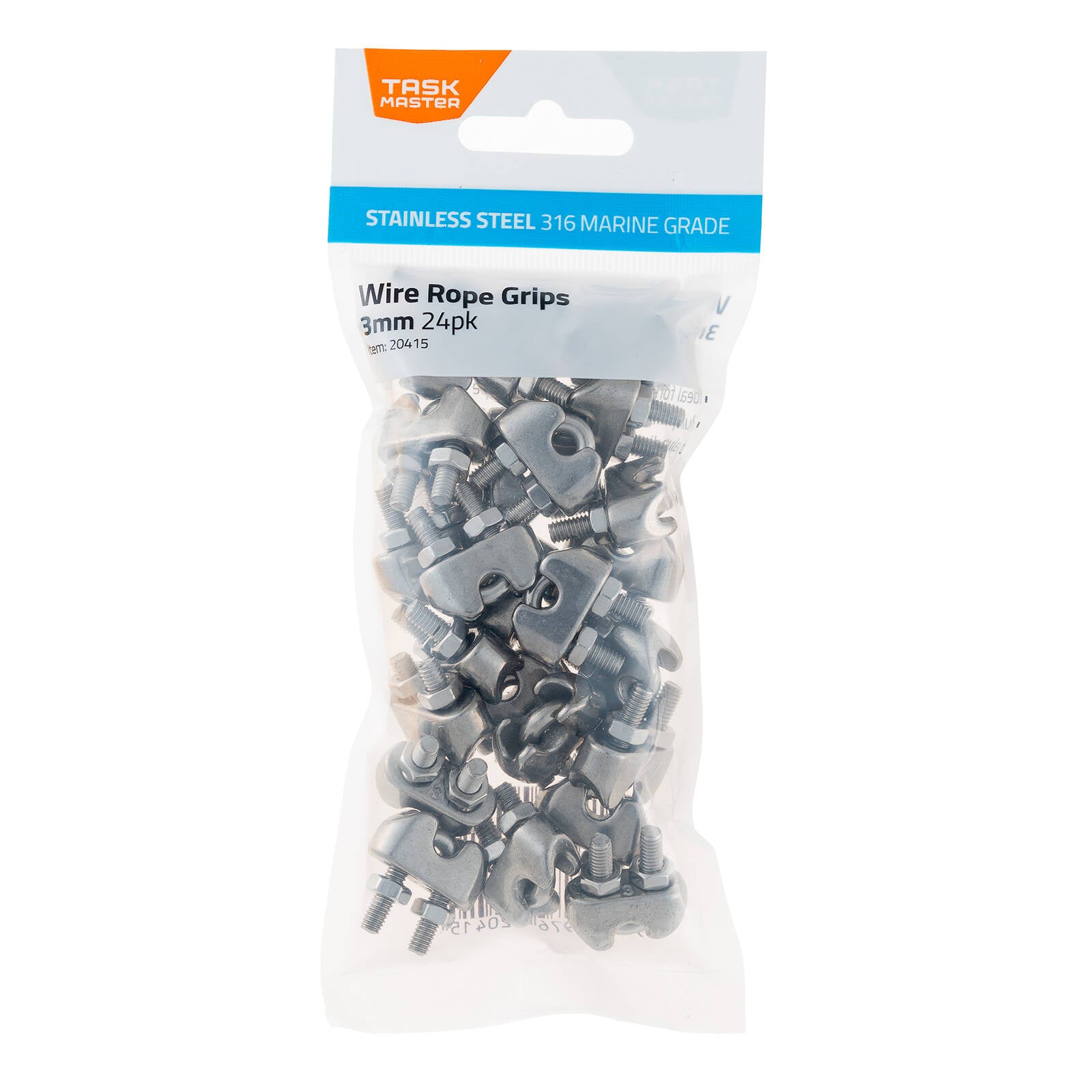 Taskmaster 3mm 316 Stainless Steel Wire Rope Grips - 24 Pack - Image 6 of 10
