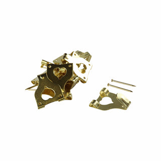 Everhang 10kg Brass Plated Picture Hanging Angle Drive Hook - 15 Pack