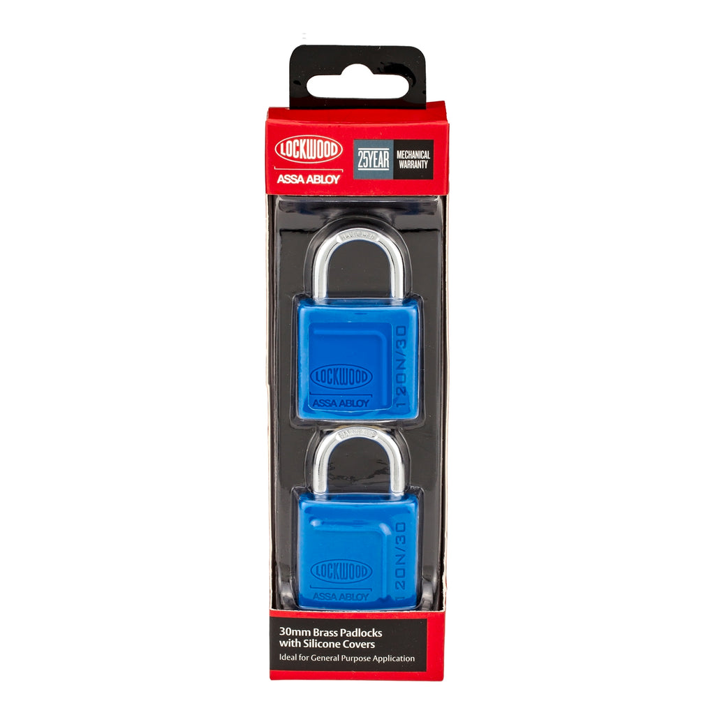 Lockwood 30mm Solid Brass 120N Series Padlock With Silicone Cover - 2 Pack - Image 2 of 4