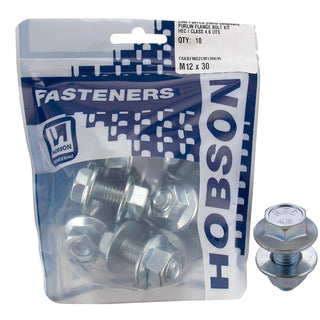 Hobson M12 x 30mm Purlin Zinc Plated Bolts - Pack of 10