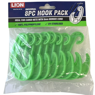 LION 8mm Universal Cargo Net Bungee Cord Hook - 8 Pack