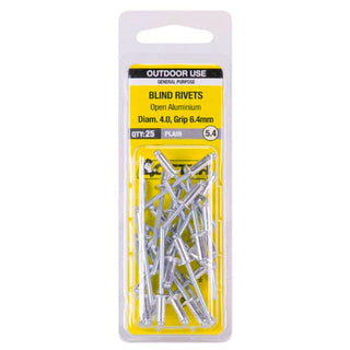 Otter 4.0 x 6.4mm Open Aluminium Blind Rivets - 25 Pack