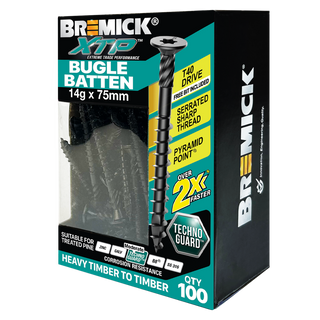 Bremick XTP 14g x 75mm Black T40 Technoguard Bugle Batten - 100 Pack