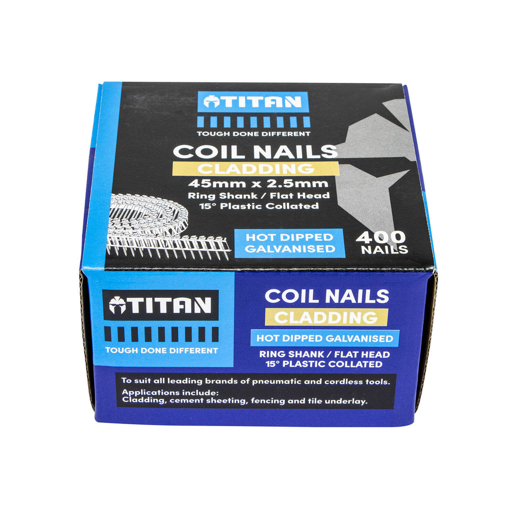 Titan 45 x 2.5mm Hot Dipped Galvanised Collated Coil Nail Ring - 400 Pack - Image 6 of 10