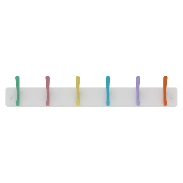 MODE 6 Pastel Hooks On White Board Hat And Coat Rack