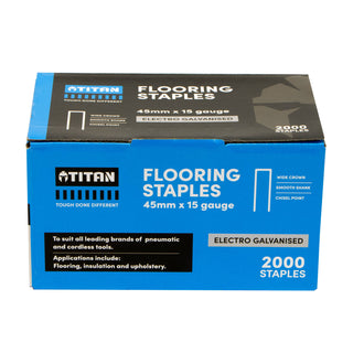 Titan 15G x 45mm Electro Galvanised Collated Flooring Staples - Pack of 2000