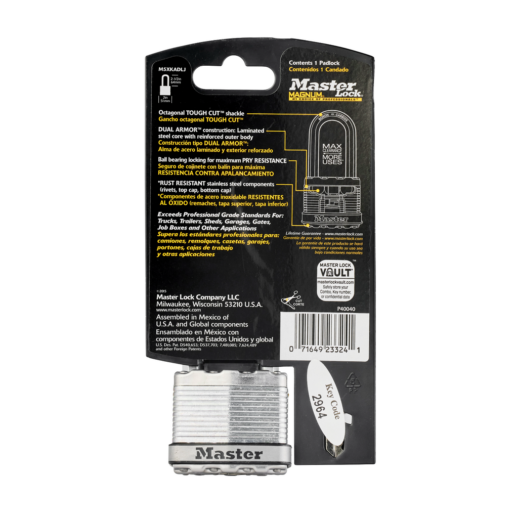 Master Lock 51mm Magnum With 64mm Extra Long Shackle Padlock - Image 7 of 14