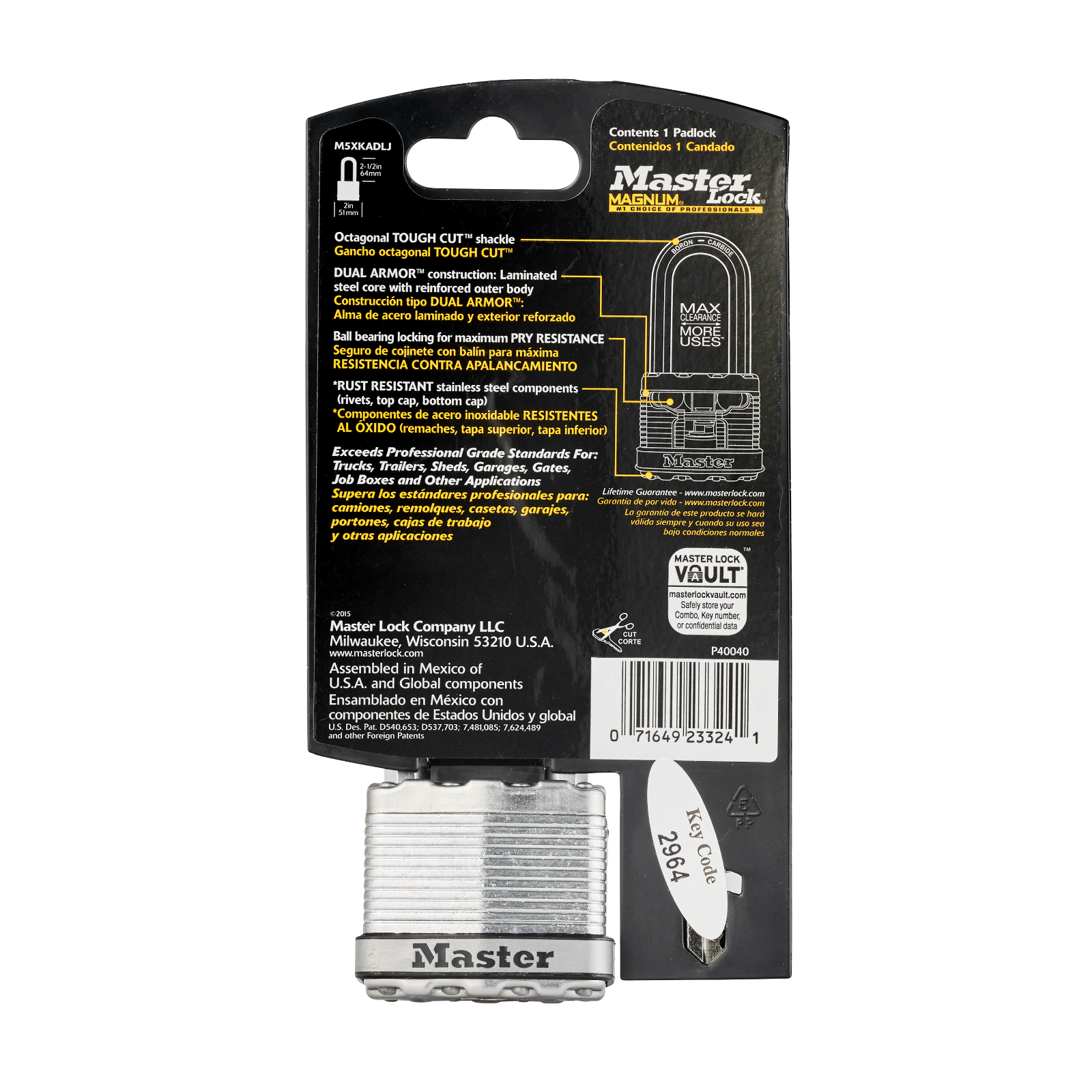Master Lock 51mm Magnum With 64mm Extra Long Shackle Padlock - Image 14 of 14