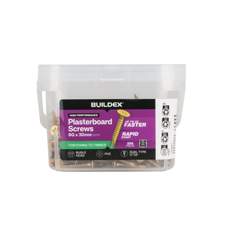 Buildex 6G x 30mm Gold Passivated Plasterboard Screws (Dual Type-17 Tip) - 500 Pack