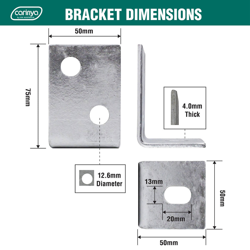 Carinya 75 x 50 x 50 x 4mm Hot Dipped Galvanised Reinforcing Angle Bracket - Image 4 of 8