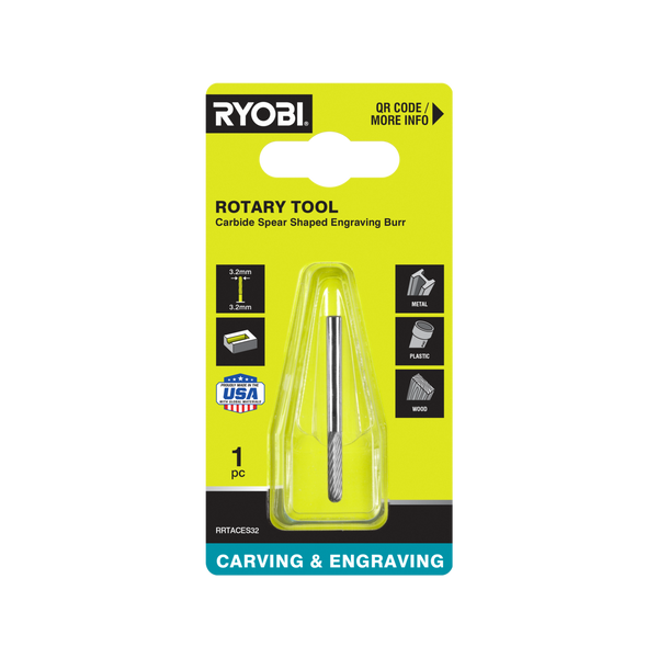Ryobi 3.2mm Rotary Spear-Shaped Engraving Burr