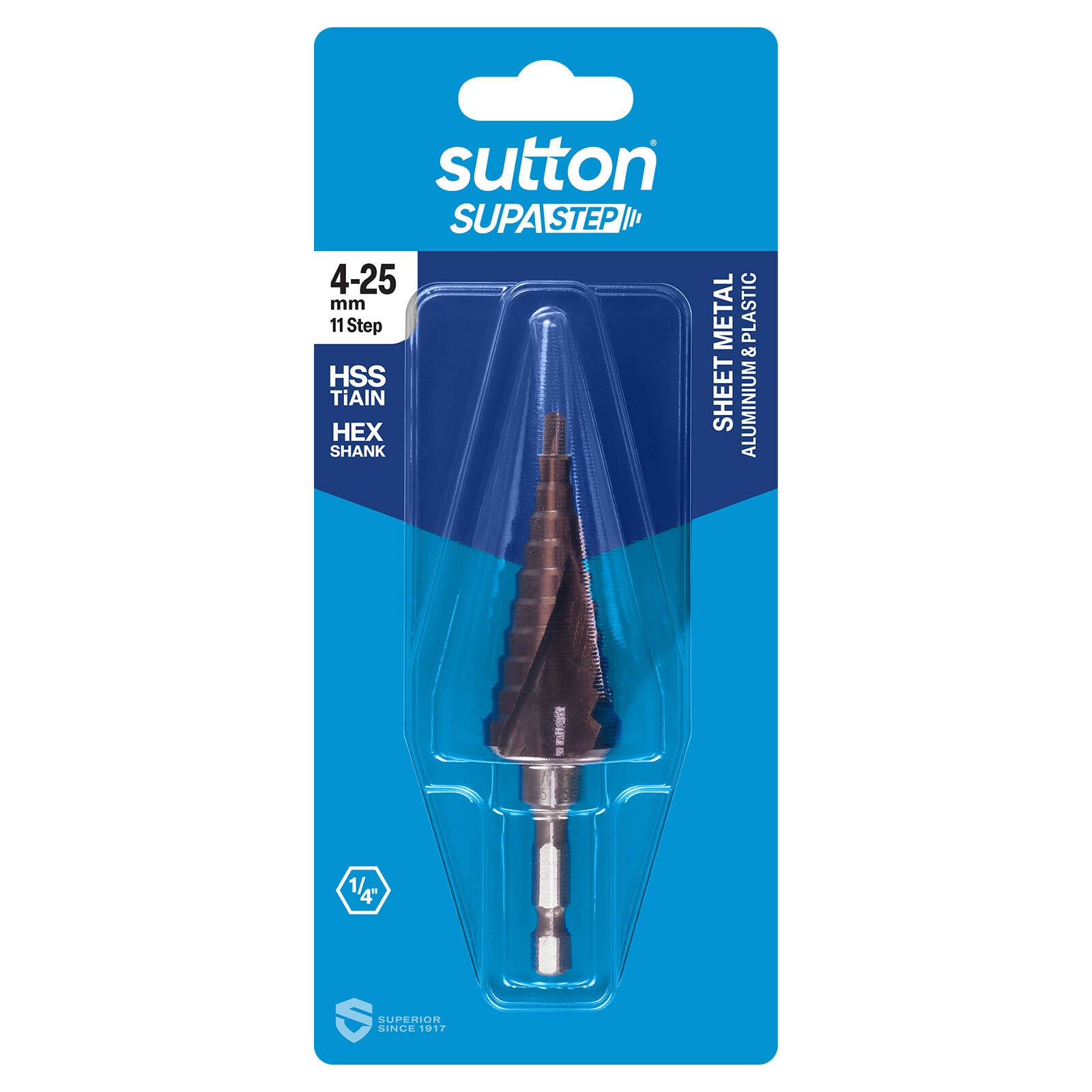 Sutton 4-25mm 11 Step HSS-TiAlN Spiral Flute Supa Step Drill - Image 1 of 1
