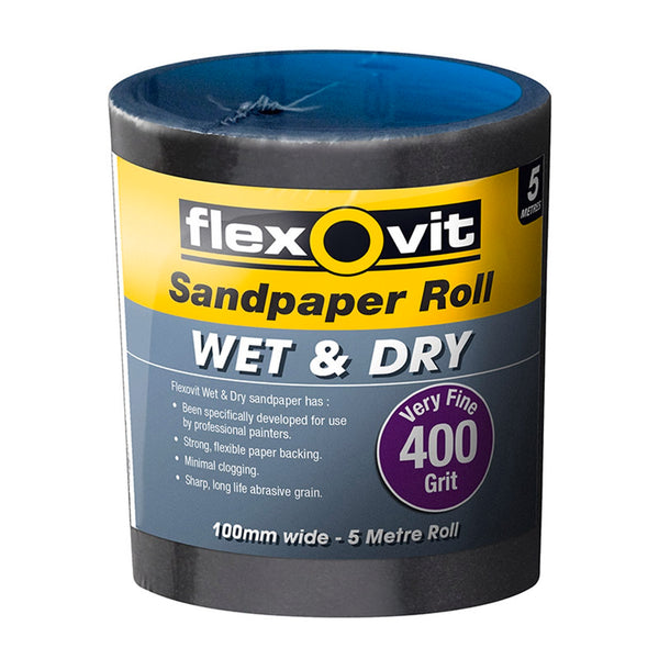 Flexovit 100mm x 5m 400 Grit Wet And Dry Sandpaper Roll - 400 Grit