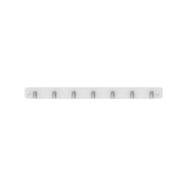 MODE 7 Brushed Nickel Hooks on White Board Key Rack