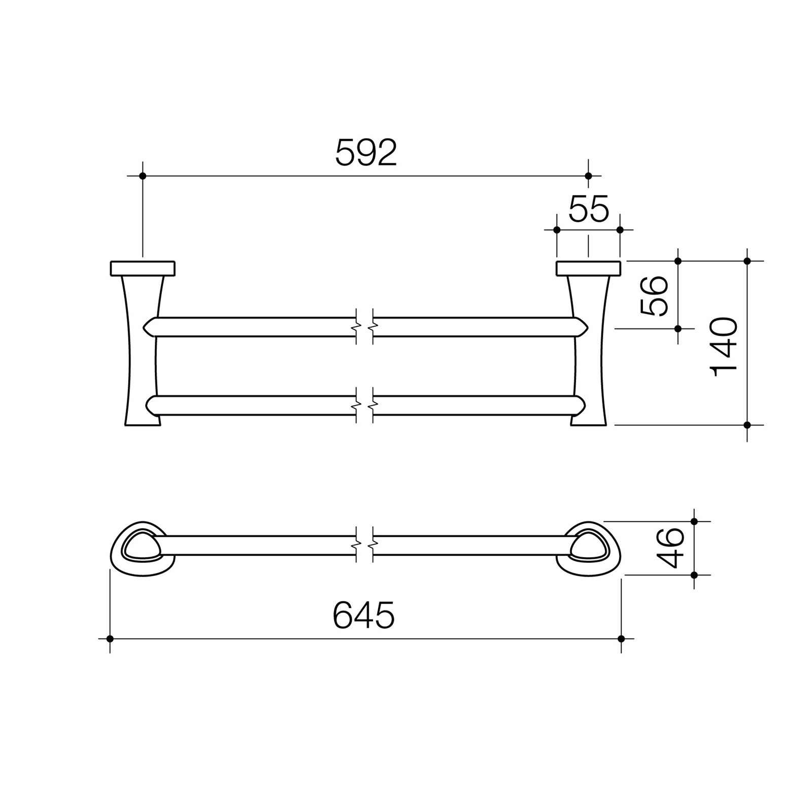 Caroma 600mm Polished Chrome Acacia Double Towel Rail - Image 2 of 4