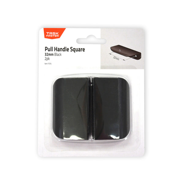 Taskmaster 32mm Matte Black Square Cabinet Pull Handle - 2 Pack - 32mm