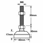 Richmond 40mm x M8 Ball Jointed Levelling Foot - 2 Pack - Image 2 of 2