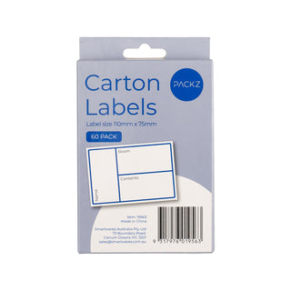 Packz 110 x 75mm Carton Labels - 60 Pack