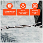 Taskmaster 10mm Stainless Steel Eye and Eye Turnbuckle - Image 3 of 10