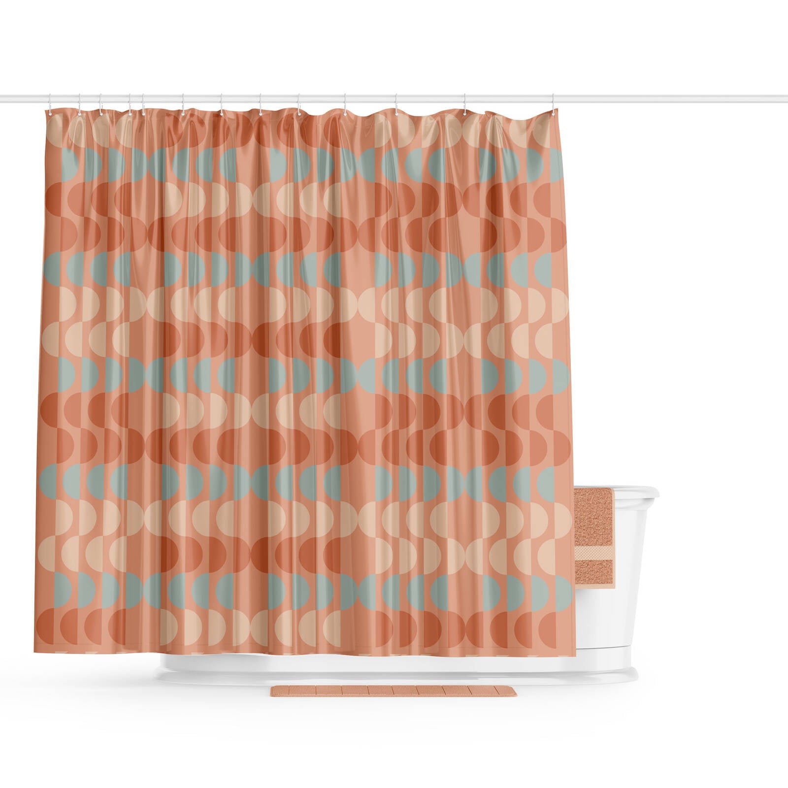 Barelli 180 x 180cm Retro Scallop Polyester Shower Curtain - Image 2 of 2