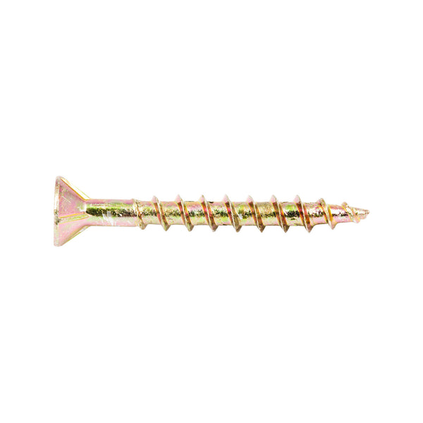 Zenith 8G x 35mm Gold Passivated Countersunk Rib Head Chipboard Screw - 100 Pack