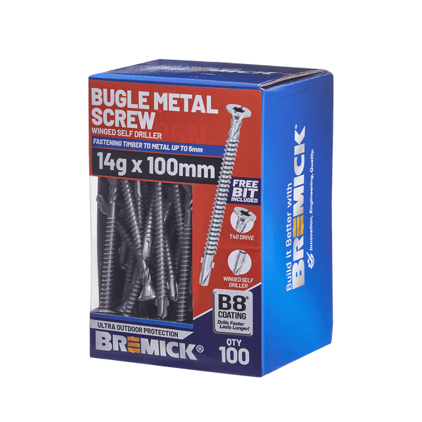 Bremick Metal Bugle Screw 14g x 100 T40 B8 PK100
