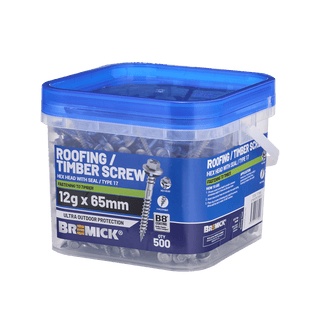 Bremick Hex Roofing Screw 12g x 65mm B8 BOX 500