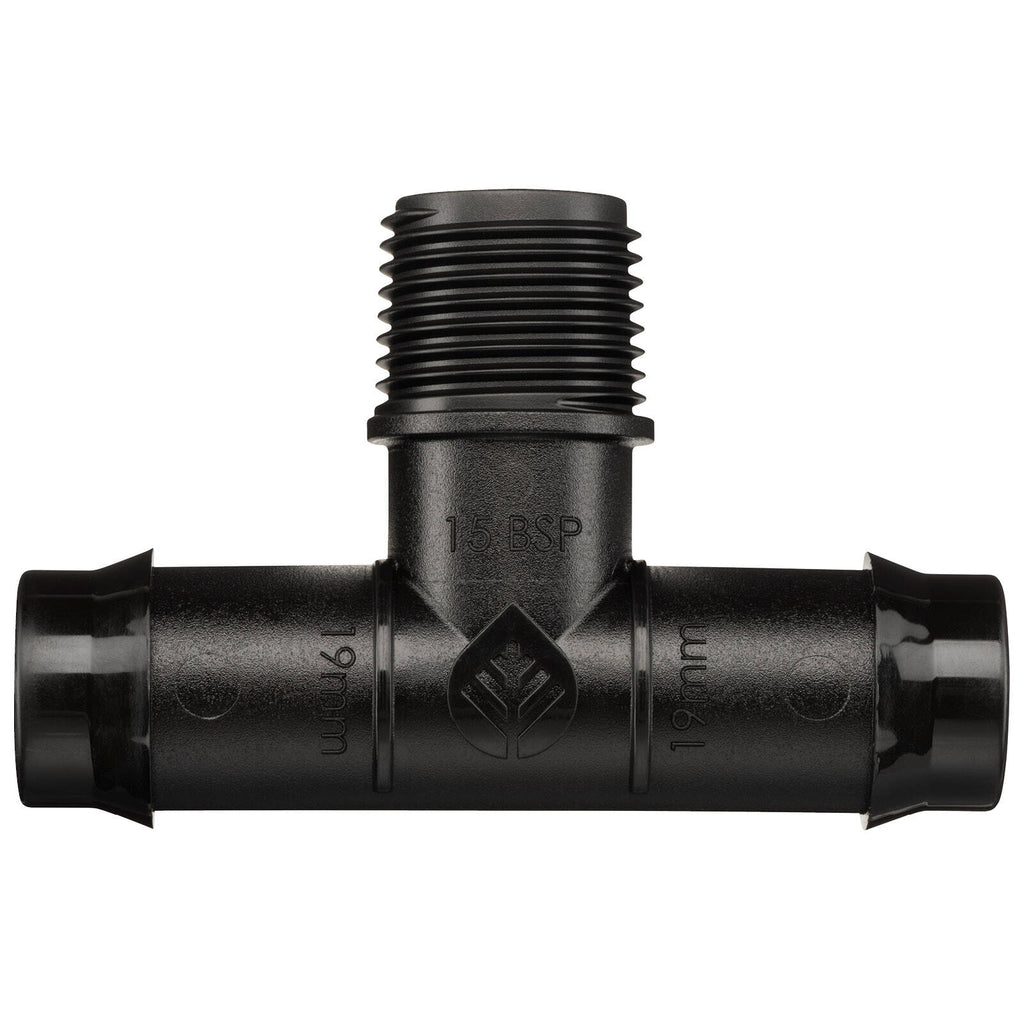 Pope 19mm Barbed x 15mm BSP Barbed Male Threaded Tee - Image 1 of 4