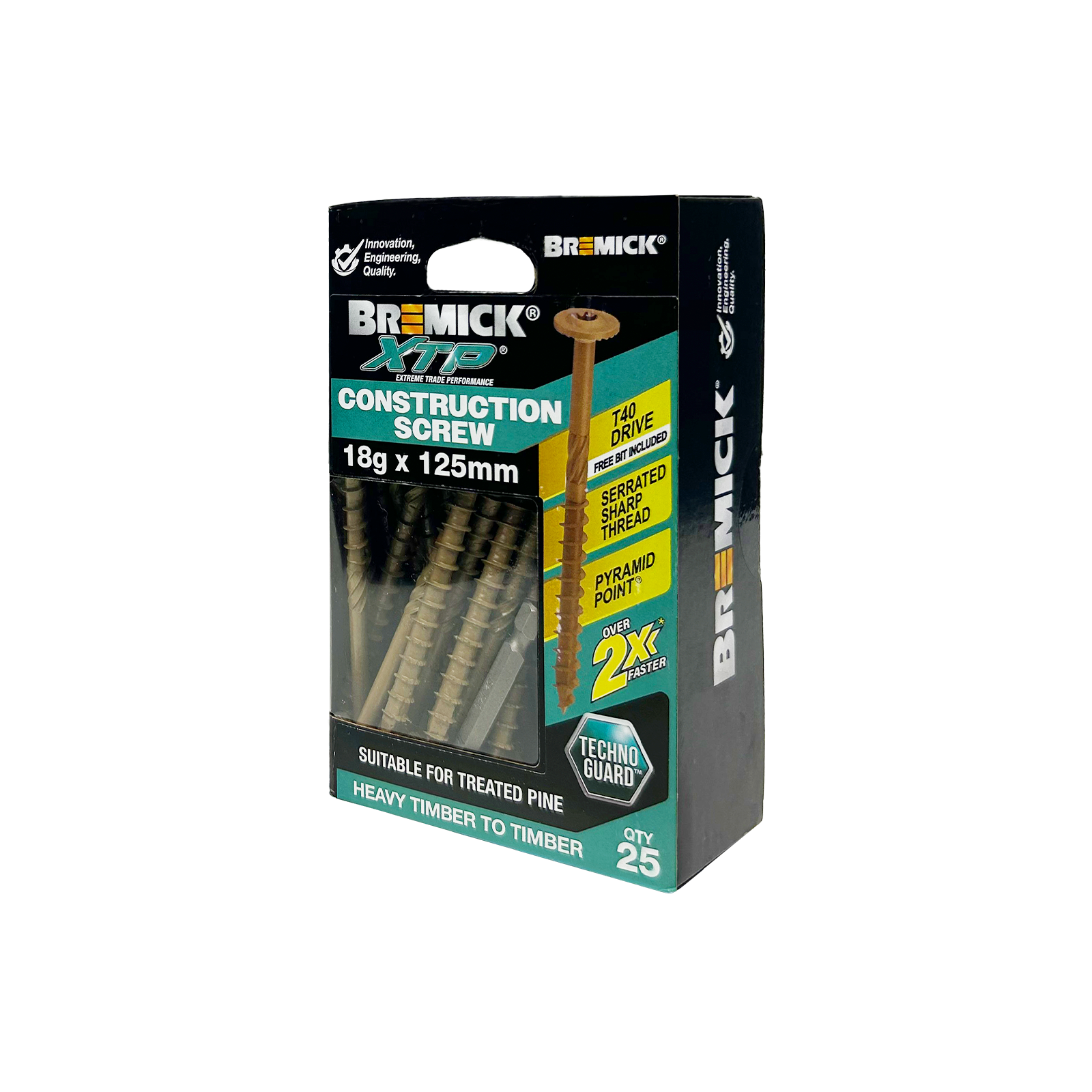 Bremick XTP Construction Screw 18g x 125mm TECHNOGUARD TAN T40 - 25 Pack - Image 1 of 4