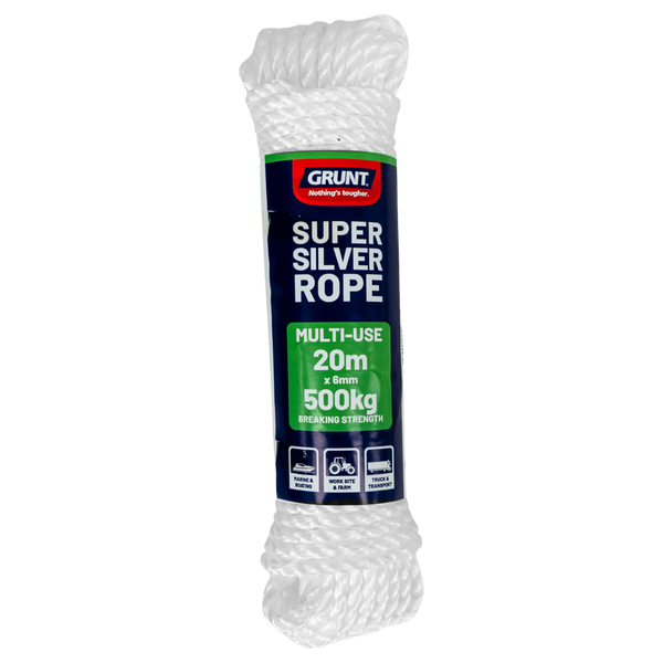 GRUNT 6mm x 20m White Super Silver Rope
