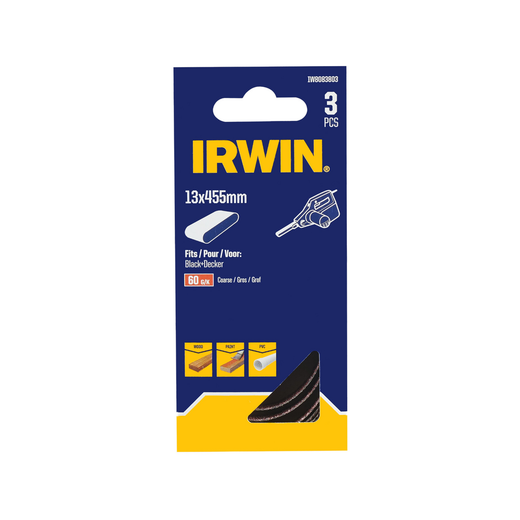 IRWIN 13mm 60 Grit Powerfile Belt - 3 Pack - Image 1 of 2