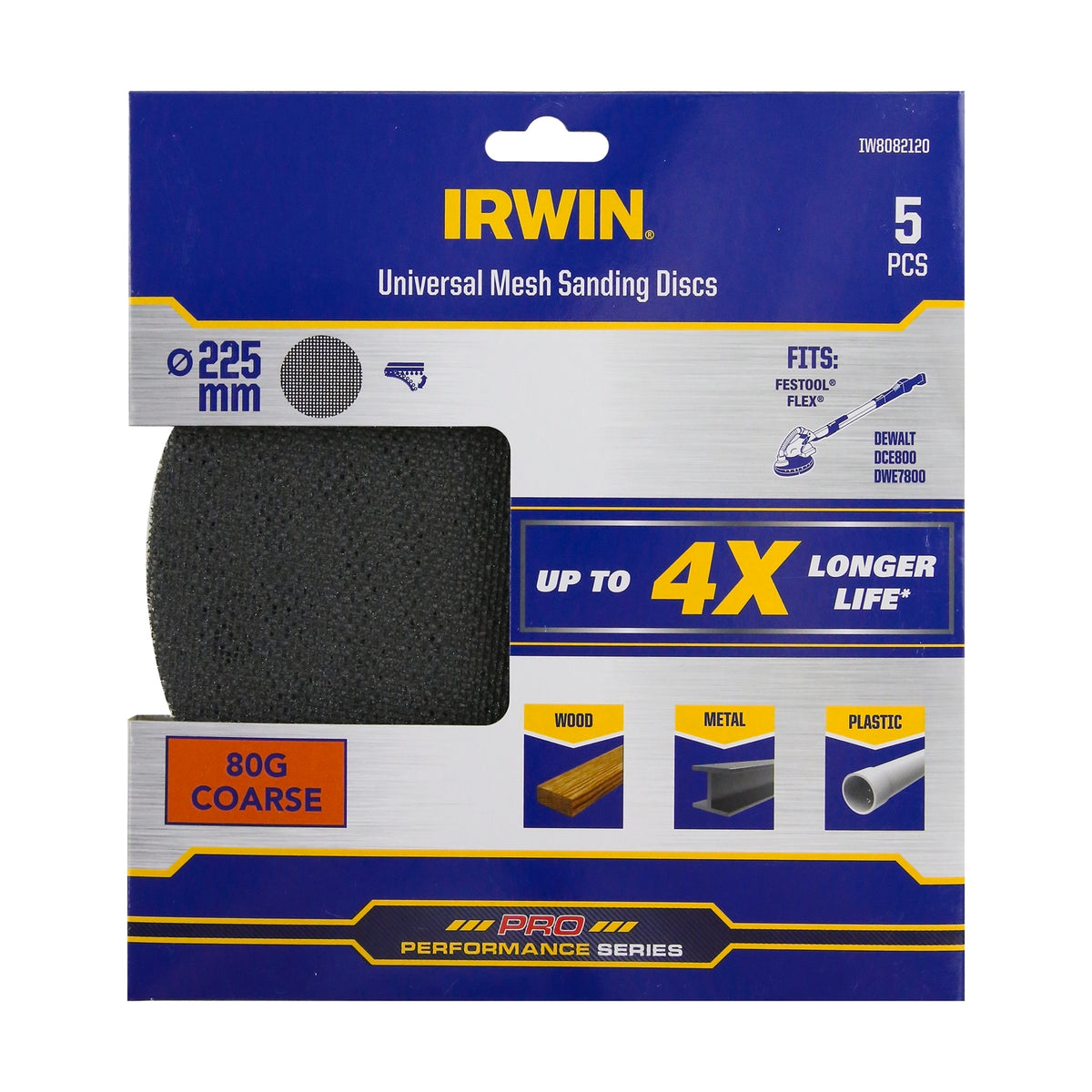 Irwin 225mm 80 Grit Sandpaper Mesh - 5 Pack - Image 1 of 1