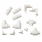 D-Line 16 x 08mm White 13 Piece Smooth Fit Cable Cover Accessories Bends Connectors Endcaps - Image 1 of 2