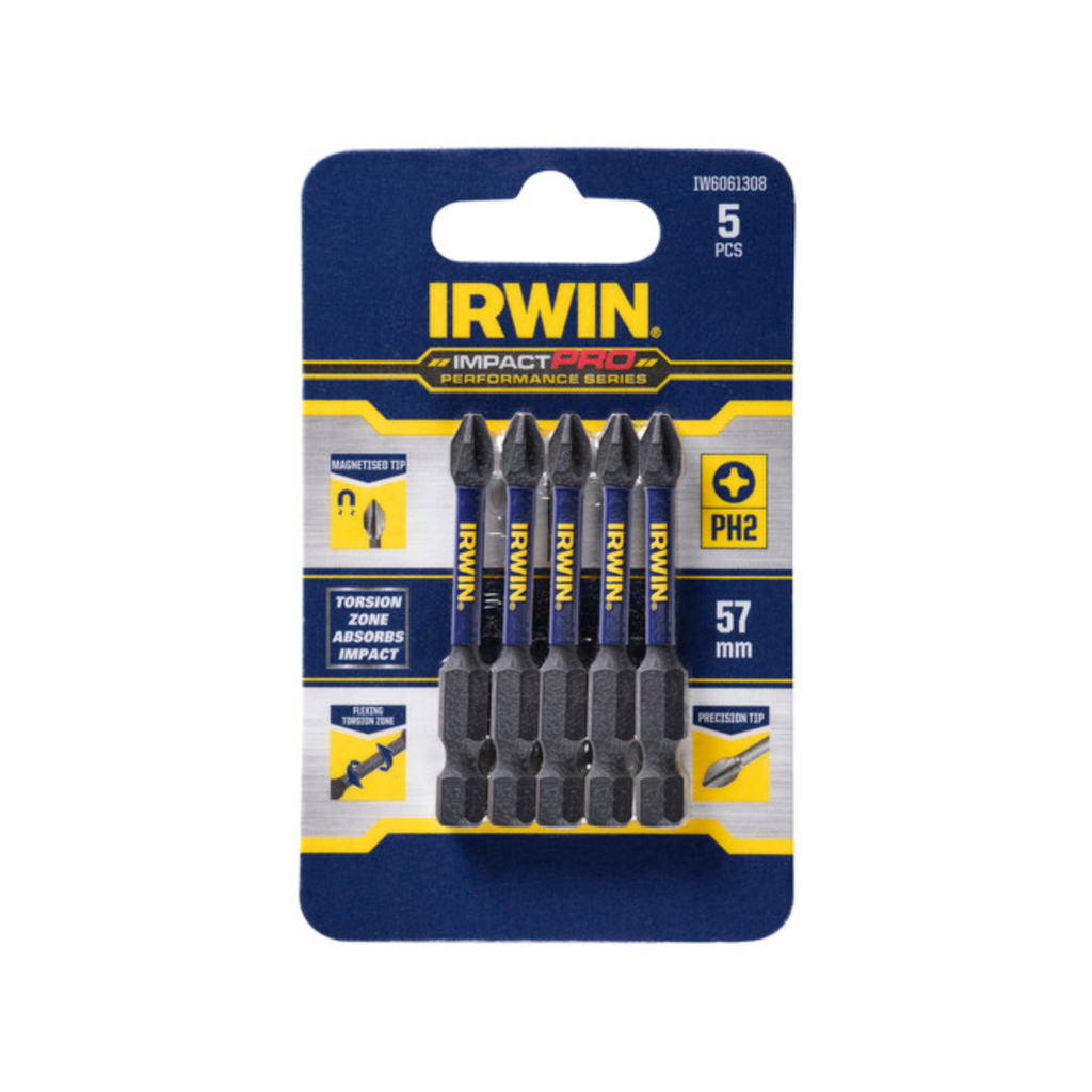 IRWIN Impact Pro Performance 57mm PH2 - 5 Pack - Image 1 of 2