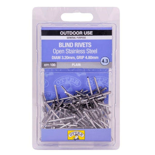 Otter 3.2 x 4.8mm Open Stainless Steel Blind Rivets - 100 Pack